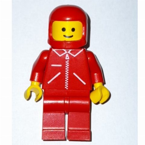 Minifigurka Red Torso, Zipper, Red Legs, Red Helmet