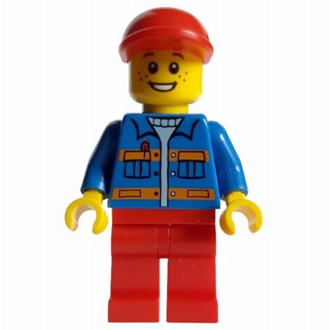 Minifigurka Blue Torso, Red Legs, Red Cap