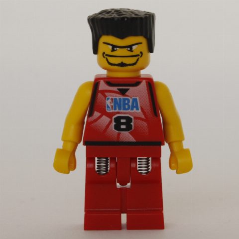 Minifigurka Basketball Player, Red  Torso, Red Legs #8, Black Hair