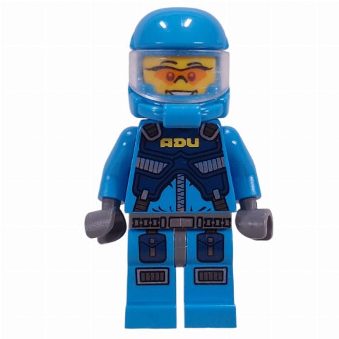 Minifigurka ADU Soldier, Orange Sunglasses, Dark Bluish Gray Hips