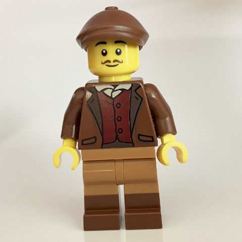 Minifigurka Camera Man, Reddish Brown Torso, Medium Nougat Legs, Reddish Brown Cap