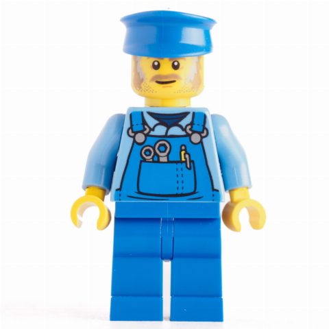 Minifigurka Mechanic, Medium Blue Torso, Blue Overall, Blue Hat