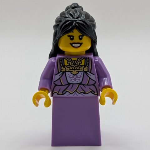 Minifigurka Medium Lavender Dress, Black Hair