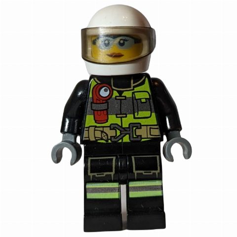 Minifigurka Firefighter, Black Torso, Black Legs, White Helmet