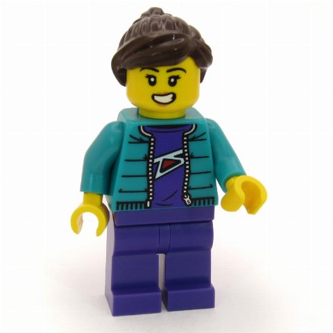 Minifigurka Woman, Dark Turquoise Jacket, Dark Purple Legs