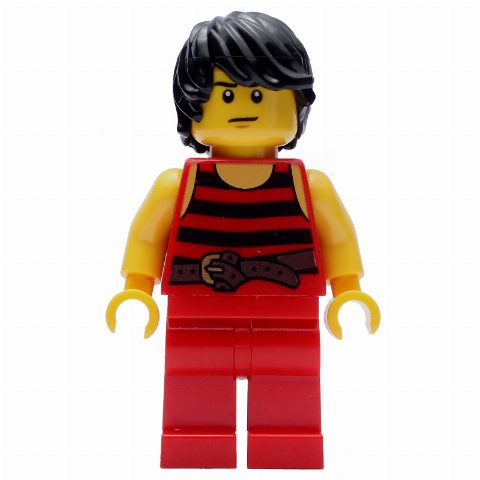 Minifigurka Pirate - Red Stripes, Red Legs, Brown Crow's Feet