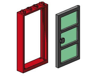 Zestaw LEGO Red Frame, Black Door, Green Pane (Bulk Bricks)