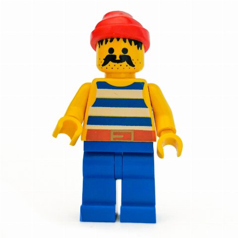 Minifigurka Pirate - Blue Stripes, Blue Legs, Red Bandana, Gold Belt Buckle, 3626b