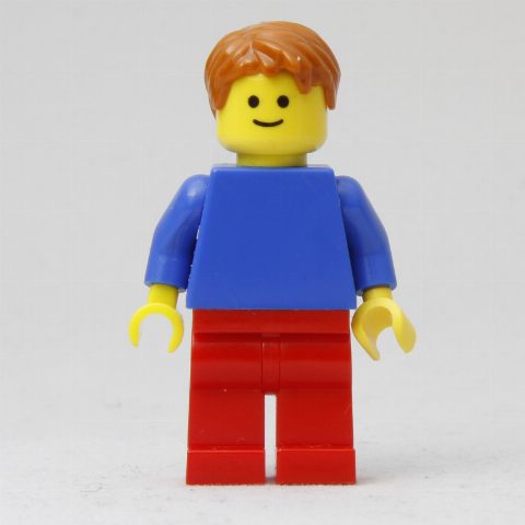 Minifigurka Man, Plain Blue Torso and Red Legs, Dark Orange Hair