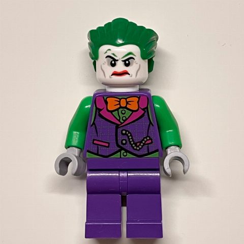 Minifigurka The Joker with Dark Purple Vest Over Green Shirt and Orange Bow Tie