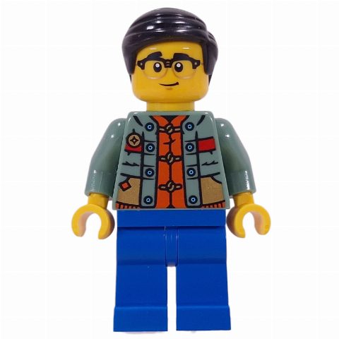 Minifigurka Dad, Sand Green Torso, Blue Legs Black Hair