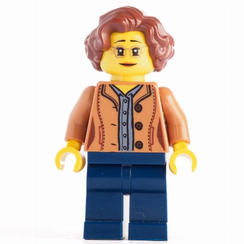 Minifigurka Medium Nougat Torso, Dark Blue Legs, Reddish Brown Hair