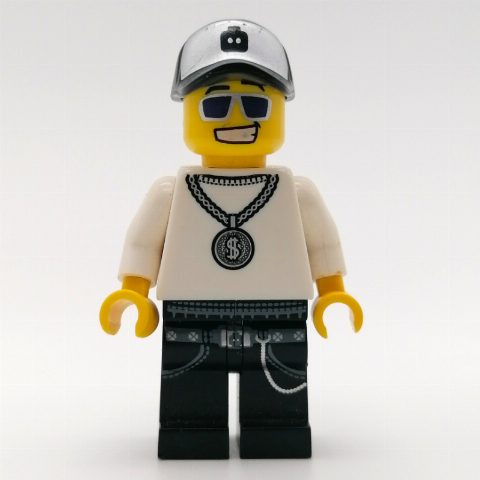 Minifigurka Rock Band - White Torso, Black Legs, Black Cap