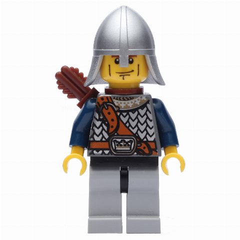 Minifigurka Knight, Archer with Metallic Silver Helmet, and Quiver, Cheek Lines