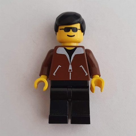 Minifigurka Man - Brown Jacket, Dark Grey Legs