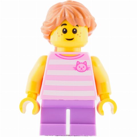 Minifigurka Kid, Bright Pink Torso, Medium Lavender Legs, Medium Nougat Hair