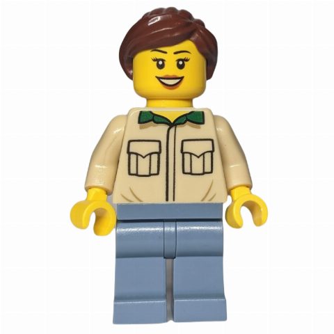 Minifigurka Tan Torso, Sand Blue Legs, Reddish Brown Hair