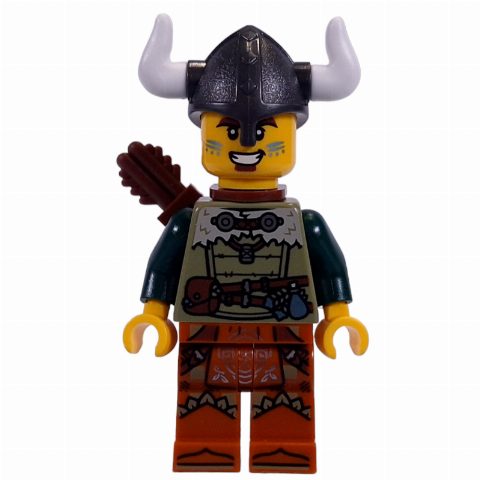 Minifigurka Viking, Olive Green Shirt, Helmet with Horns, Quiver