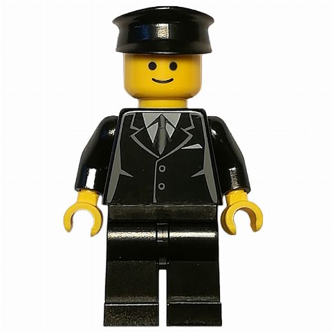 Minifigurka Black Torso Jacket, Black Legs, Black Hat