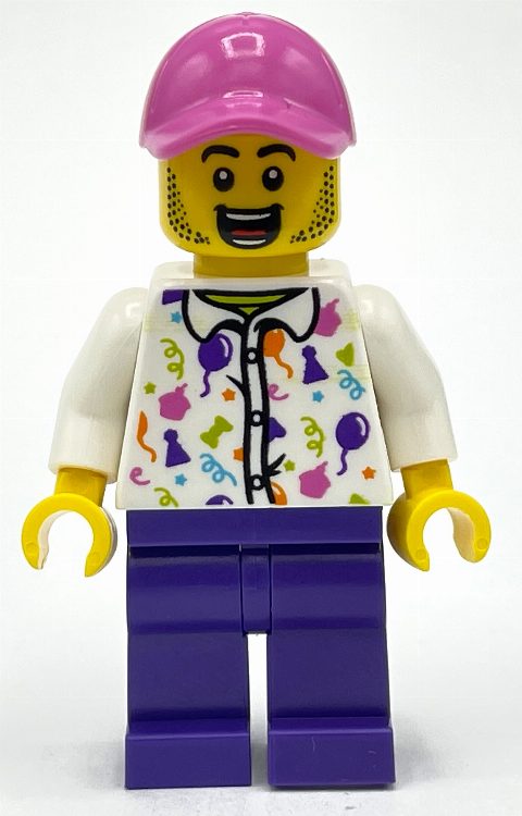 Minifigurka White Torso, Dark Purple Legs, Dark Pink Cap