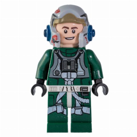 Minifigurka Rebel Pilot A-wing, Dark Green Uniform, Black Helmet Stripe
