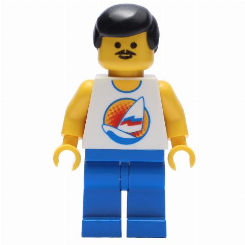 Minifigurka White Torso, Blue Legs, Black Hair