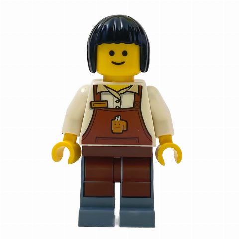 Minifigurka Barista, White Torso, Reddish Brown Apron, Sand Blue Legs