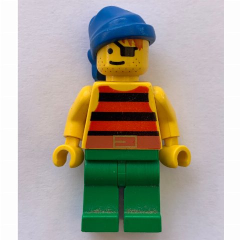 Minifigurka Pirate - Red/Black Stripes, Green Legs, Blue Bandana