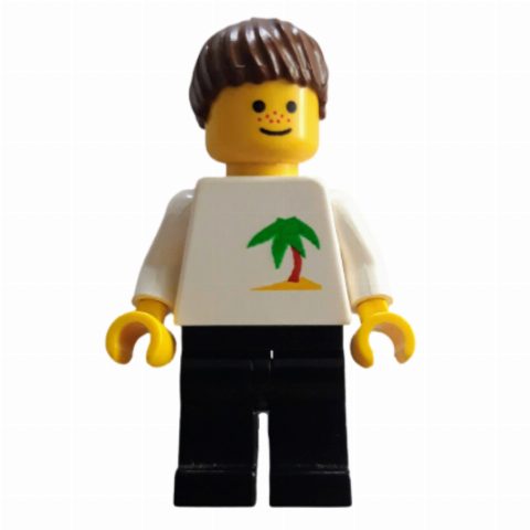 Minifigurka White Torso, Black Legs, Brown Hair