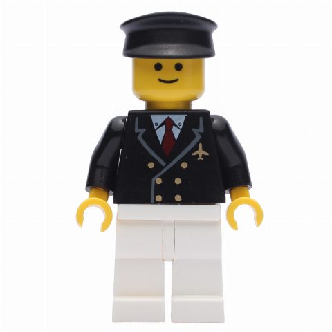 Minifigurka Pilot - Black Torso, White Legs, Black Cap
