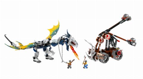 Zestaw LEGO Viking Double Catapult versus the Armored Ofnir Dragon (Vikings)