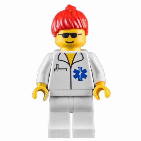 Minifigurka Doctor - White Torso and Legs, Red Hair Female