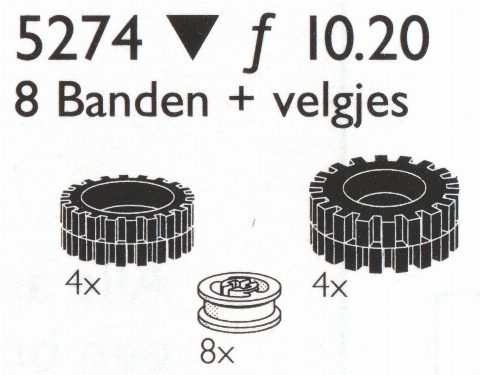 Zestaw LEGO® 8 Tires / Tyres (4x24, 4x 30 mm) w/hubs (Service Packs)