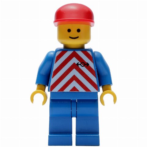 Minifigurka Train Worker - Red/White Shirt, Blue Legs, Red Cap