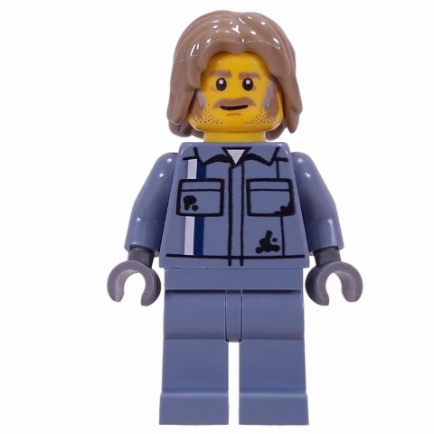 Minifigurka Mechanic, Sand Blue Overalls, Dark Tan Hair