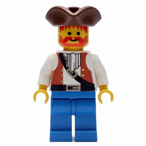 Minifigurka Pirate - Brown Vest, Blue Legs, Brown Tricorne
