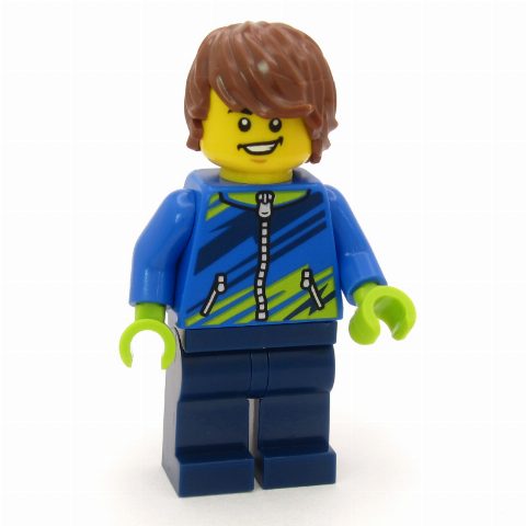 Minifigurka Mountain Biker, Blue Jacket, Dark Blue Legs