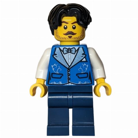 Minifigurka Man, Blue Torso, Dark Blue Legs, Black Hair