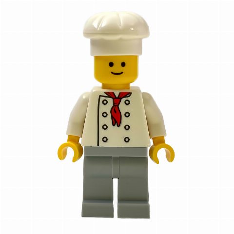 Minifigurka Chef, Red Neckerchief, Light Bluish Gray Legs, No Wrinkles