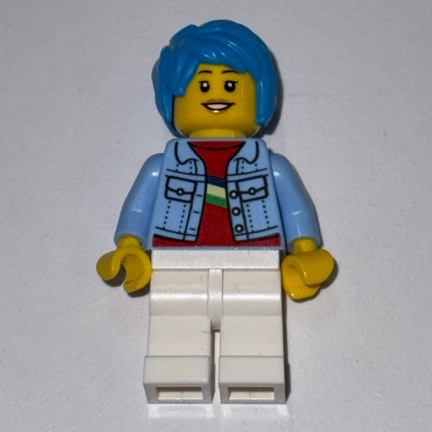 Minifigurka Aki Jones - Bright Light Blue Jacket, White Legs, Dark Azure Hair