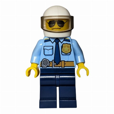 Minifigurka Police - Bright Light Blue Shirt, Dark Blue Legs, White Helmet