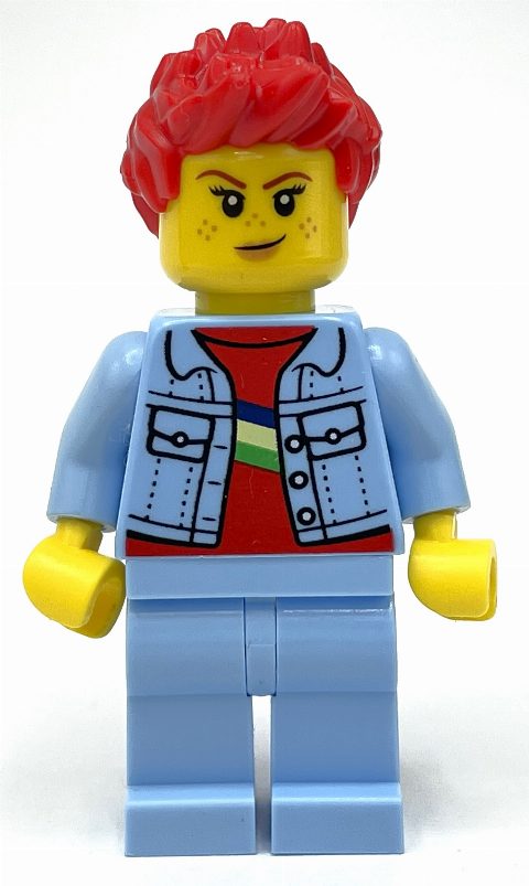 Minifigurka Bright Light Blue Torso and Legs, Red Hair
