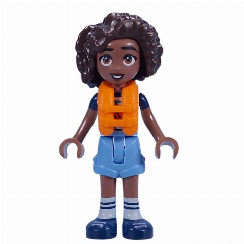 Minifigurka Aliya - Adventure Camp, Bright Light Blue Shorts, Life Vest