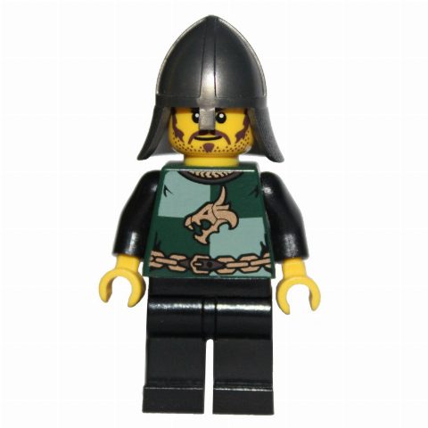 Minifigurka Dragon Knight, Dark Green, Pearl Titanium Helmet, Stubble