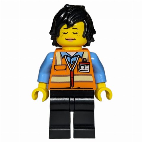 Minifigurka Orange Torso, Black Legs, Black Hair