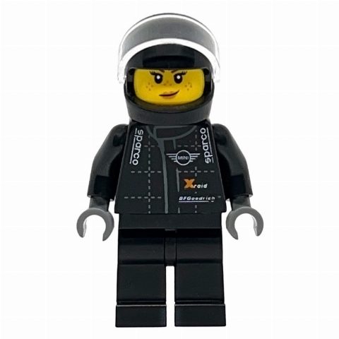 Minifigurka Race Driver, Black Torso, Black Legs, Black Helmet