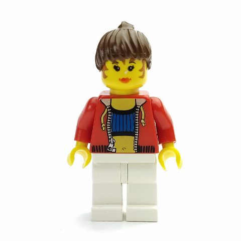 Minifigurka Female - Red Jacket, Blue Top, White Legs