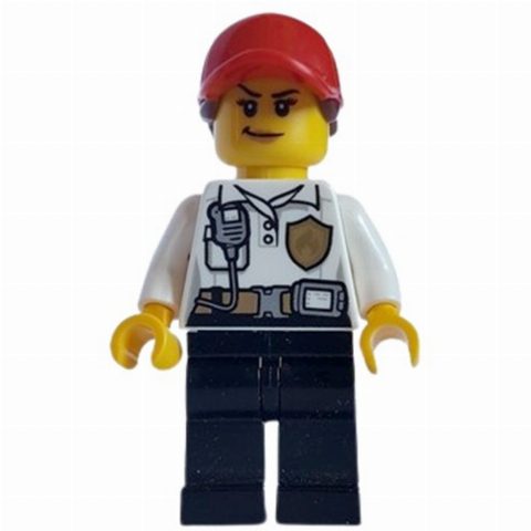 Minifigurka Fire Fighter - White Torso, Black Legs, Red Cap