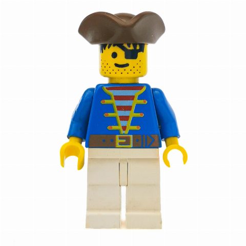 Minifigurka Pirate - Blue Jacket, White Legs, Brown Bicorne, 3626b