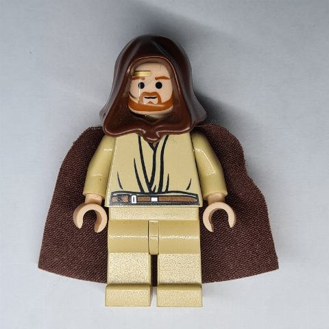 Minifigurka Obi-Wan Kenobi, Tan Legs, Headset, Reddish Brown Hood and Cape